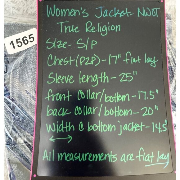 NWOT True Religion Womens S/P Denim Jacket Made-USA Button-Up Faded Blue Casual - Picture 11 of 12